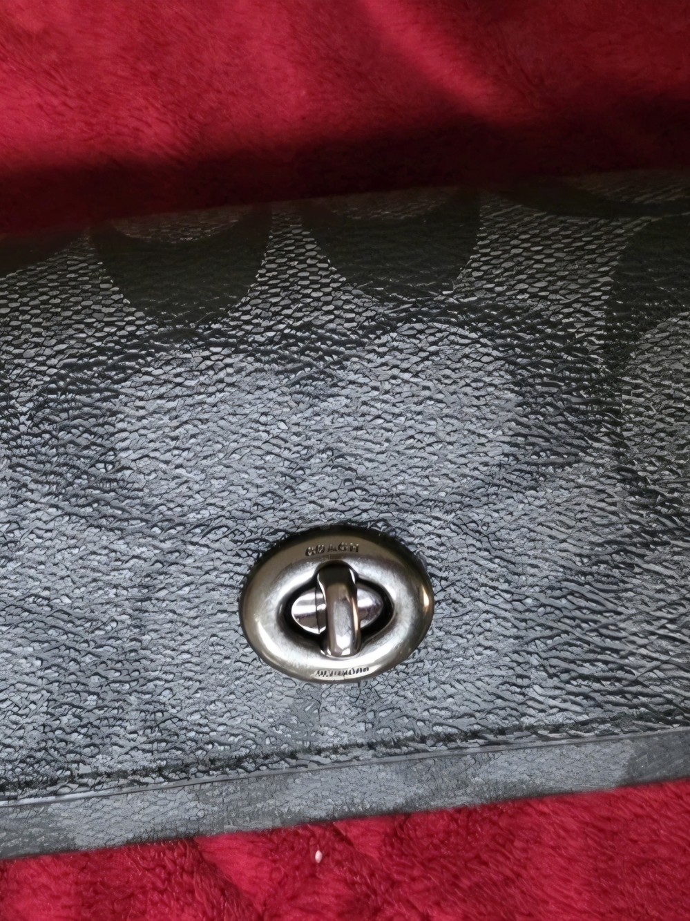 Coach Black Signature Turnlock Wristlet Clutch